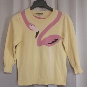 Modcloth Yellow and Pink Flamingo Sweater